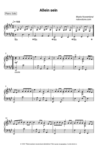 Ноты, аккорды Mario Novembre - Allein sein