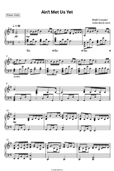 Ноты, аккорды Matt Cooper - Ain't Met Us Yet