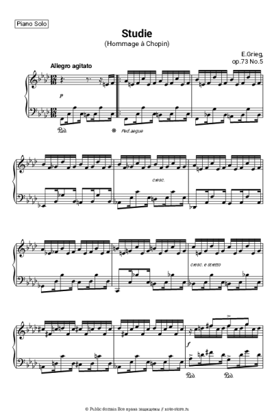 Ноты, аккорды Эдвард Григ - Этюд фа-минор (Памяти Шопена)