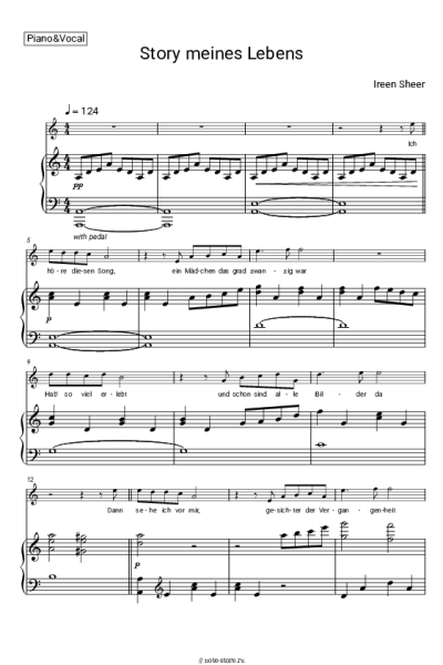 Ноты, аккорды Ireen Sheer - Story meines Lebens