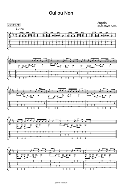 Ноты, аккорды Angele - Oui ou Non