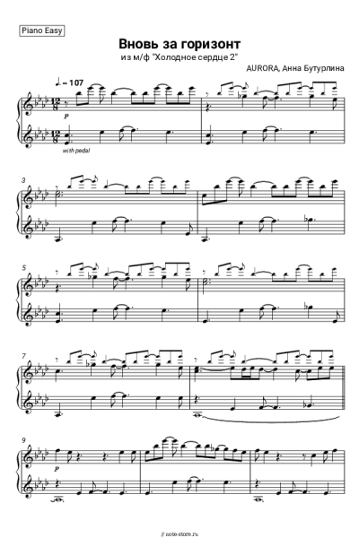 Ноты, аккорды Анна Бутурлина, AURORA - Вновь за горизонт (из м/ф 'Холодное сердце 2')
