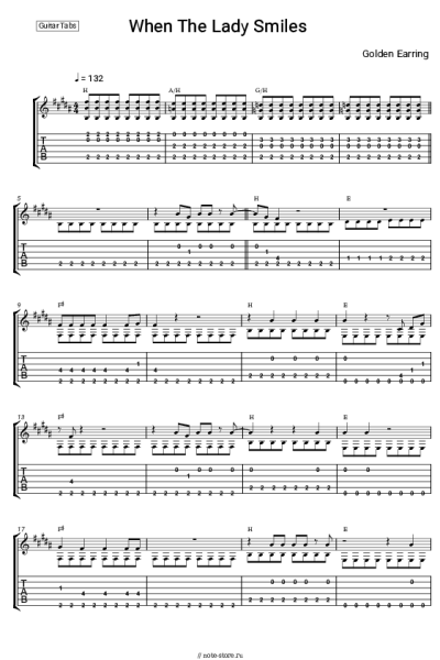 Ноты, аккорды Golden Earring - When The Lady Smiles