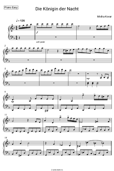 Ноты, аккорды Вольфганг Амадей Моцарт, Misha Kovar - Die Königin der Nacht