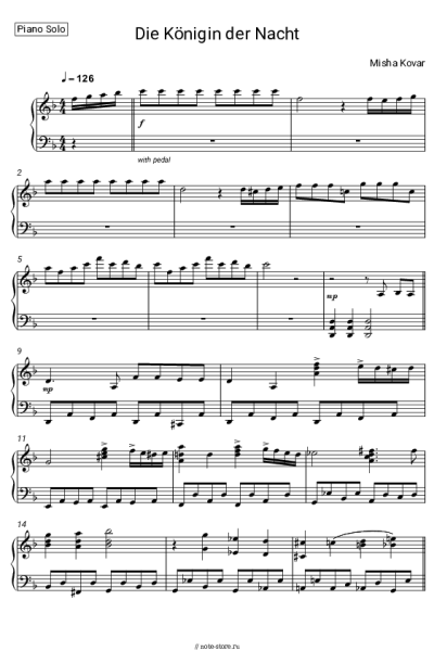 Ноты, аккорды Вольфганг Амадей Моцарт, Misha Kovar - Die Königin der Nacht
