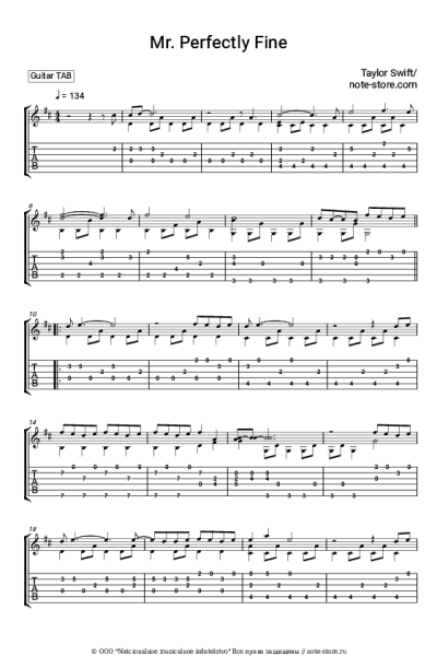 Ноты, аккорды Taylor Swift - Mr. Perfectly Fine