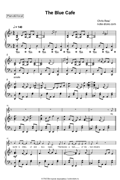 Ноты, аккорды Chris Rea - The Blue Cafe