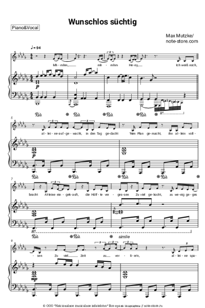 Ноты, аккорды Max Mutzke - Wunschlos suchtig