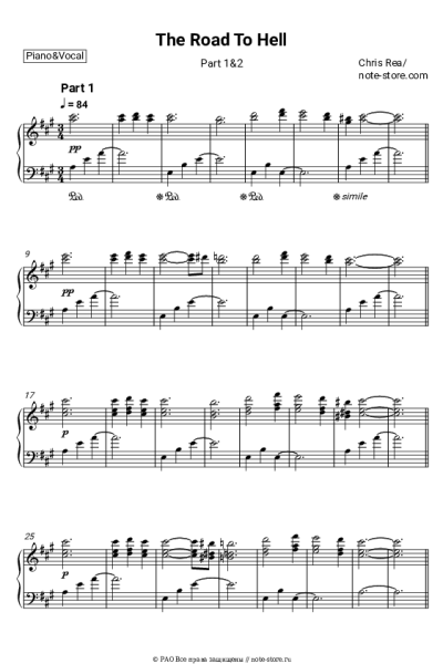 Ноты, аккорды Chris Rea - The Road to Hell, Pt. 2