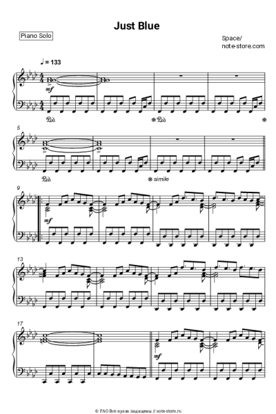 Ноты, аккорды Space - Just Blue