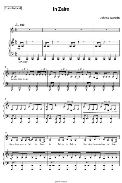 Ноты, аккорды Johnny Wakelin - In Zaire