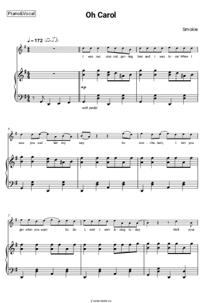 Ноты, аккорды Smokie - Oh Carol