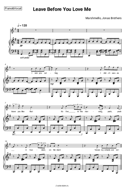 Ноты, аккорды Marshmello, Jonas Brothers - Leave Before You Love Me