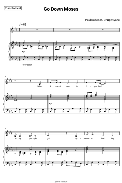 Ноты, аккорды Paul Robeson, Спиричуэлс - Go Down Moses (Let My People Go)