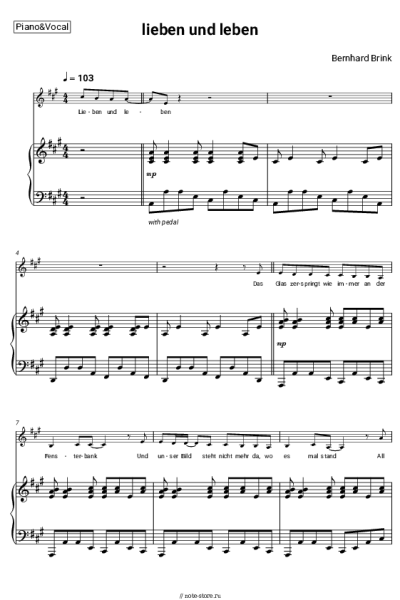 Ноты, аккорды Bernhard Brink - lieben und leben