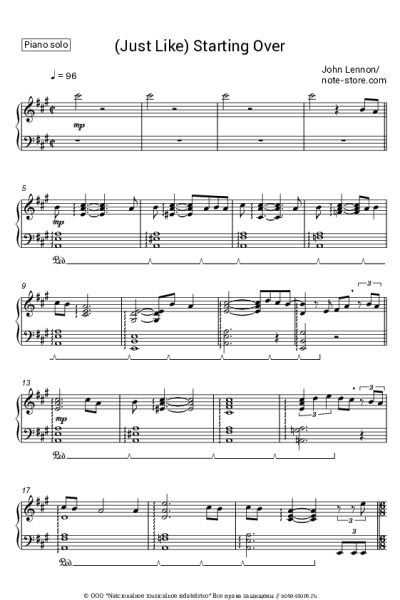 Ноты, аккорды John Lennon - (Just Like) Starting Over