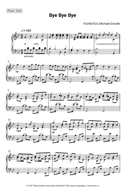 Ноты, аккорды Michael Schulte, YOUNOTUS - Bye Bye Bye