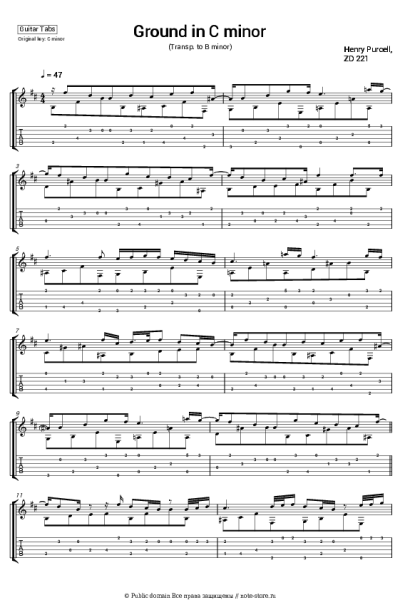 Ноты, аккорды Генри Пёрселл - Ground in C minor, ZD 221