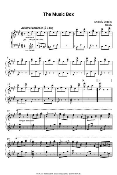 Ноты, аккорды Анатолий Лядов - Музыкальная табакерка, Op.32