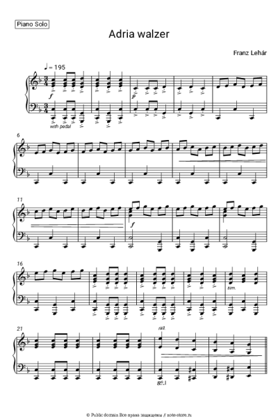 Ноты, аккорды Франц Легар - Adria, Op. 24