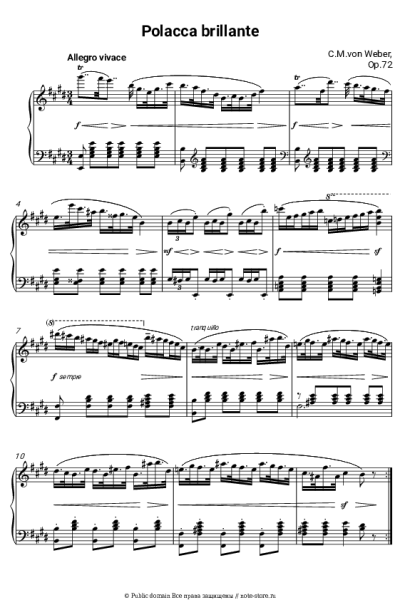 Ноты, аккорды Карл Мария фон Вебер - Polacca Brilliante, Op.72