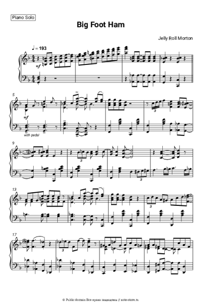 Ноты, аккорды Jelly Roll Morton - Big Foot Ham