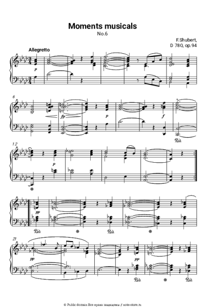 Ноты, аккорды Франц Шуберт - Музыкальный момент, Op. 94 D 780: №6. Allegretto
