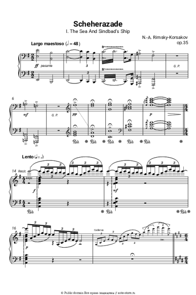 Ноты, аккорды Николай Римский-Корсаков - Шехерезада, соч. 35: I. Море и Синдбадов корабль