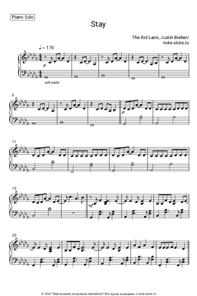 Ноты, аккорды Justin Bieber, The Kid Laroi - STAY