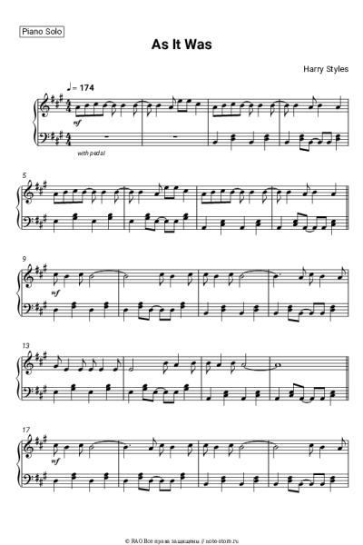 Ноты, аккорды Harry Styles - As It Was