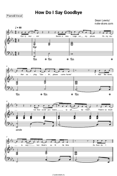 Ноты, аккорды Dean Lewis - How Do I Say Goodbye