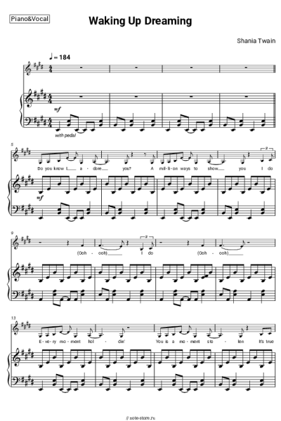 Ноты, аккорды Shania Twain - Waking Up Dreaming