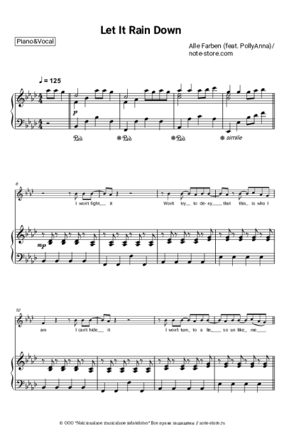 Ноты, аккорды Alle Farben, PollyAnna - Let It Rain Down
