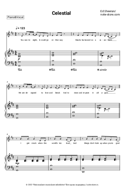 Ноты, аккорды Ed Sheeran, Pokémon - Celestial (from 'Pokemon')