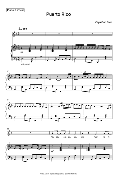 Ноты, аккорды Vaya Con Dios - Puerto Rico