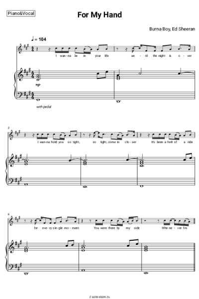 Ноты, аккорды Ed Sheeran, Burna Boy - For My Hand