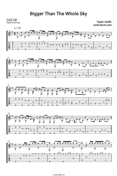 Ноты, аккорды Taylor Swift - Bigger Than The Whole Sky