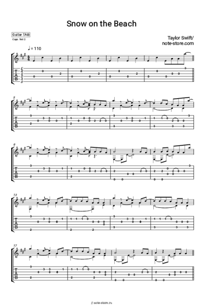 Ноты, аккорды Taylor Swift, Lana Del Rey - Snow On The Beach