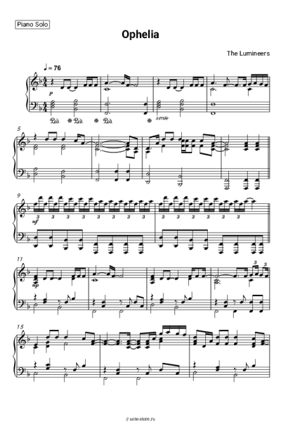 Ноты, аккорды The Lumineers - Ophelia