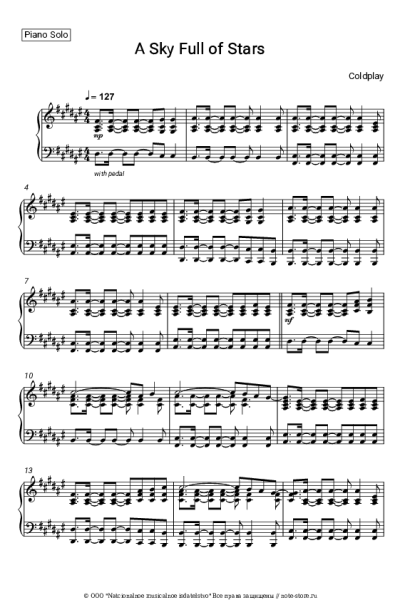 Ноты, аккорды Coldplay - A Sky Full of Stars