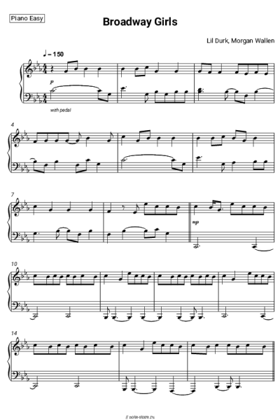 Ноты, аккорды Morgan Wallen, Lil Durk - Broadway Girls