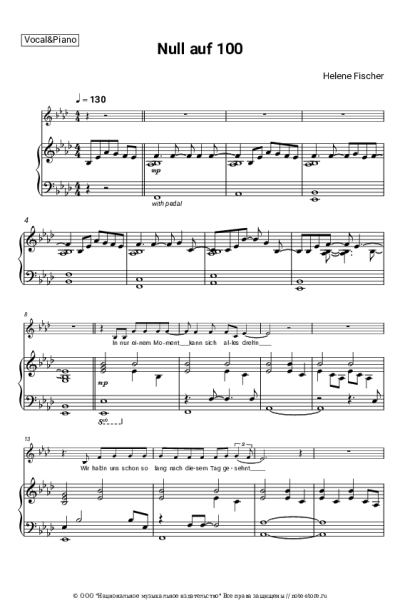 Ноты, аккорды Helene Fischer - Null auf 100