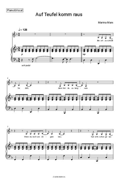 Ноты, аккорды Marina Marx - Auf Teufel komm raus