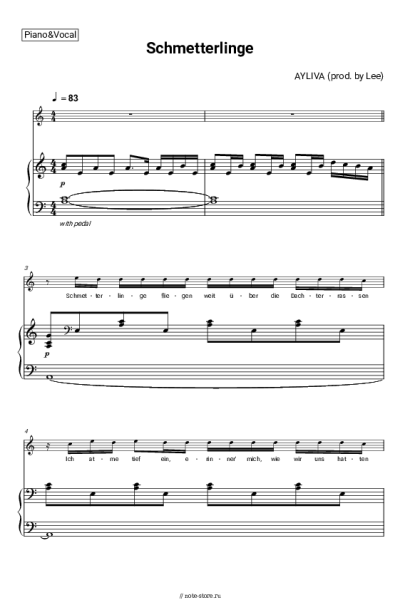 Ноты, аккорды AYLIVA - Schmetterlinge