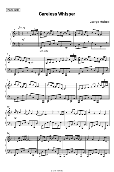 Ноты, аккорды George Michael - Careless Whisper