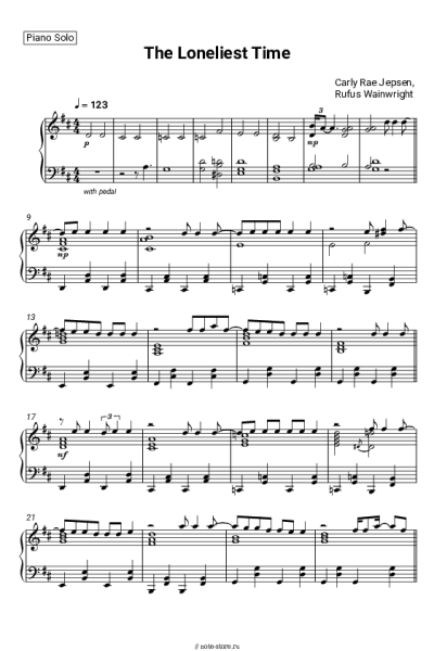Ноты, аккорды Carly Rae Jepsen, Rufus Wainwright - The Loneliest Time