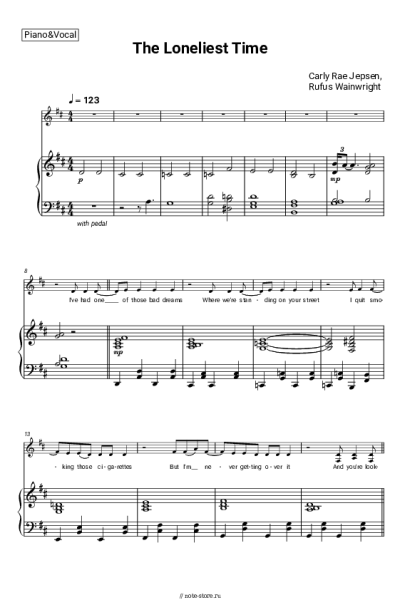 Ноты, аккорды Carly Rae Jepsen, Rufus Wainwright - The Loneliest Time