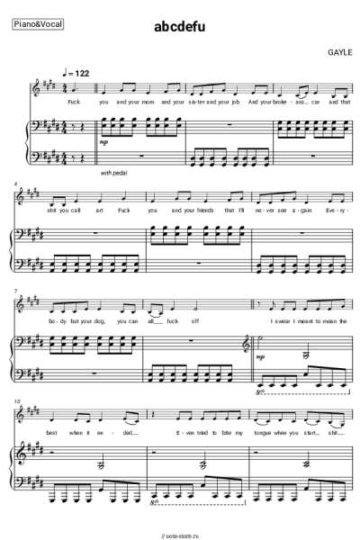 Ноты, аккорды GAYLE - abcdefu