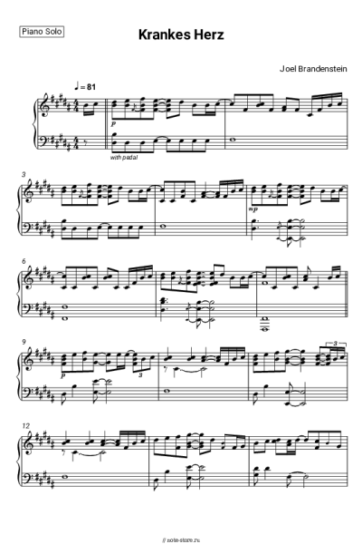Ноты, аккорды Joel Brandenstein - Krankes Herz