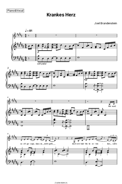 Ноты, аккорды Joel Brandenstein - Krankes Herz